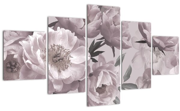 Obraz - Vintage květy pivoněk (125x70 cm)