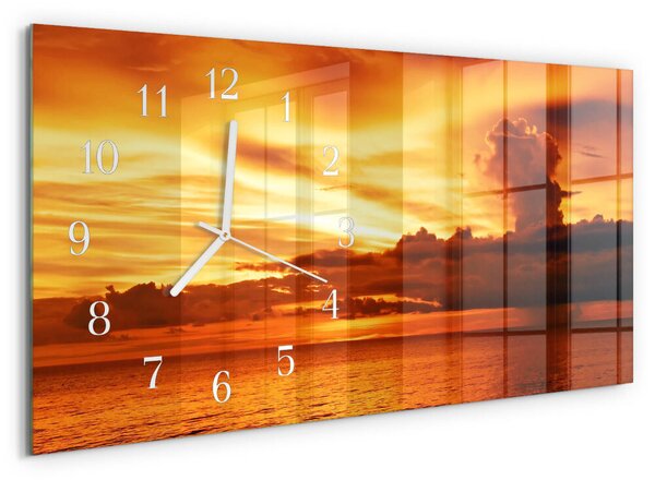 Skleněné hodiny horizontální Západ zsppb-60x30-00295222
