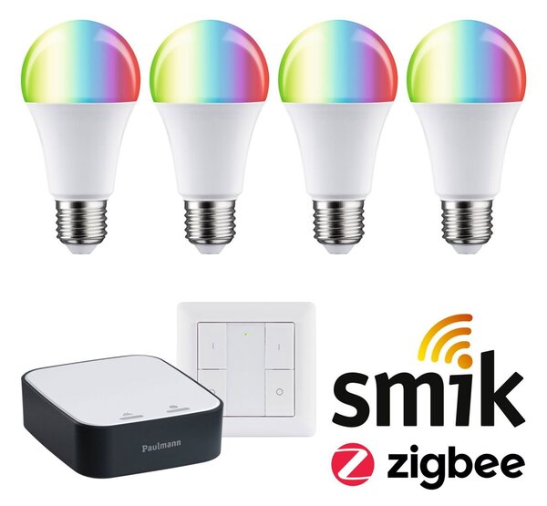 P 5190 Startovací sada Zigbee 3.0 LED žárovka E27 RGBW + Gateway smik + vypínač - PAULMANN