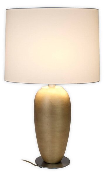Holländer Stolní lampa OMEGA OVAL, zlatá/bílá, výška 65 cm, keramika, E27, Mosaz / zlato, Obývací pokoj / jídelna, Keramika