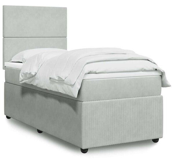 Box spring postel s matrací světle šedá 90x200 cm samet 3292232