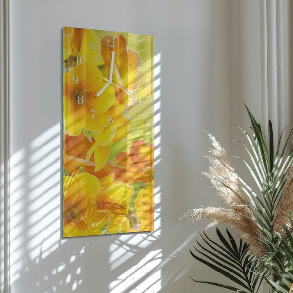 Skleněné hodiny vertikální Květiny zsppb-30x60-00079661