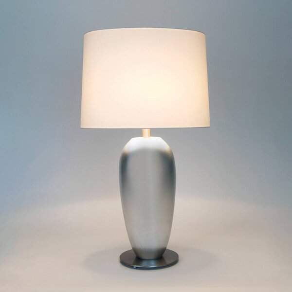 Holländer Stolní lampa LAMBDA OVAL, stříbrná/écru, výška 77 cm, keramika, E27, Chrom / stříbro, Obývací pokoj / jídelna, Keramika