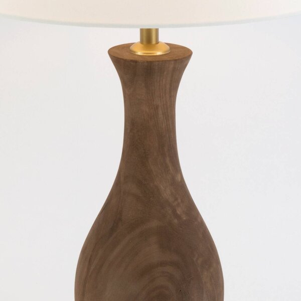 Holländer Stolní lampa ANTELAO, přírodní/écru, výška 45 cm, mangové dřevo, E27, Tmavé dřevo, Obývací pokoj / jídelna, Dřevo