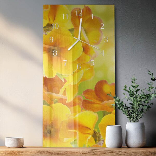 Skleněné hodiny vertikální Květiny zsppb-30x60-00079661