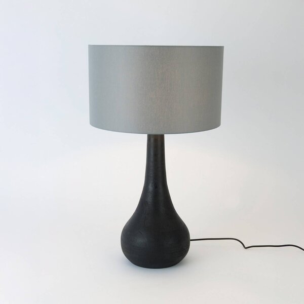 Holländer Stolní lampa RODOLFO, černá/šedá, výška 63 cm, dřevo/chintz, Černá, Obývací pokoj / jídelna, Dřevo
