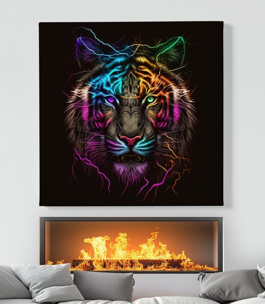 Obraz na plátně - Zářící Tygr FeelHappy.cz Rozměr (Šířka/Výška): 40 x 40 cm