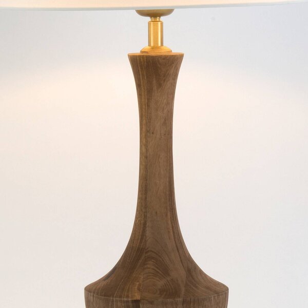 Holländer Stolní lampa SUBASIO, přírodní/écru, výška 50 cm, mangové dřevo, E27, Tmavé dřevo, Obývací pokoj / jídelna, Dřevo