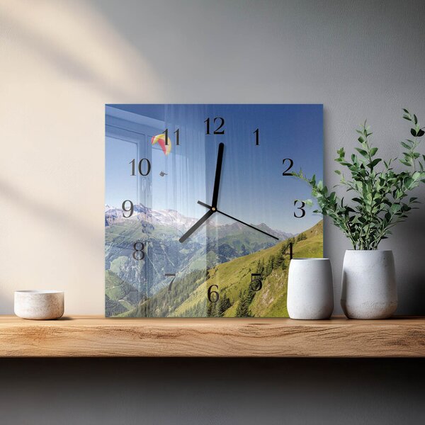 Skleněné hodiny na stěnu Hory zskc-30x30-00176984