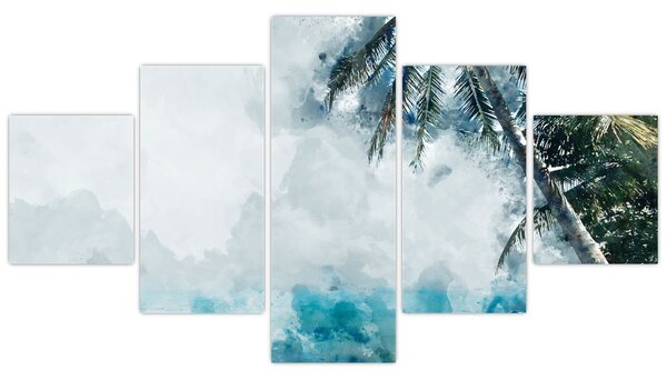 Obraz palmy nad mořem (125x70 cm)
