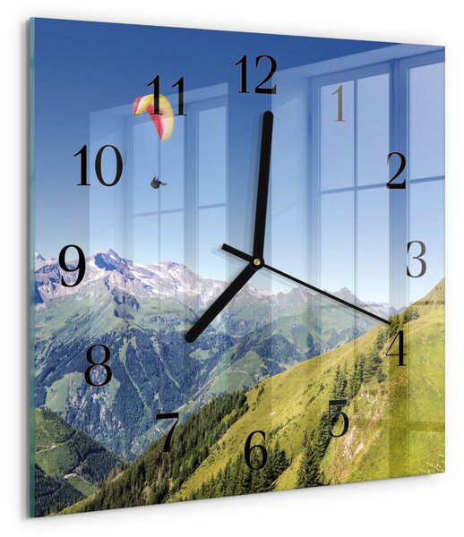 Skleněné hodiny na stěnu Hory zskc-30x30-00176984