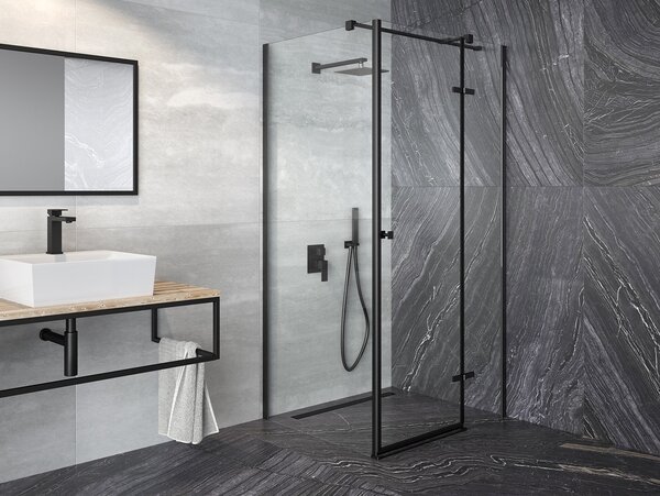 Besco Čtvercový sprchový kout PIXA BLACK SQ 90x90, výška 195 cm - bez vaničky Orientace: Pravá