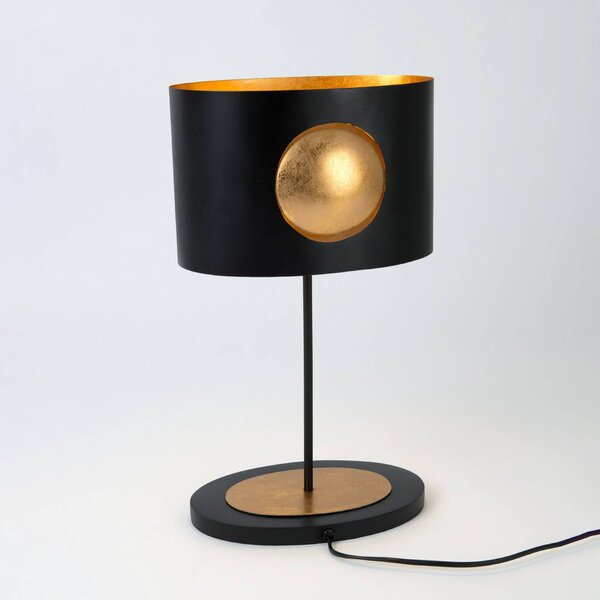 Holländer Stolní lampa AURORA OVAL, černá, výška 47 cm, kov, 2x G9, Černá, Obývací pokoj / jídelna, kov, Moderní