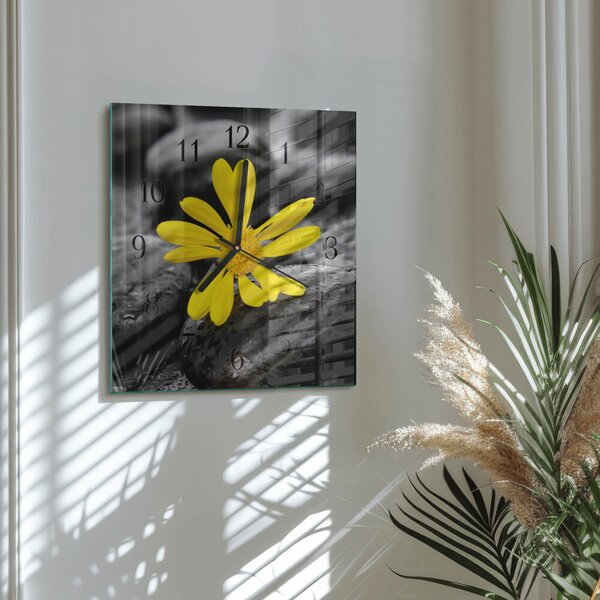 Skleněné hodiny na stěnu Květ zskc-30x30-00181009