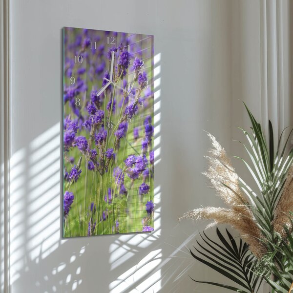 Skleněné hodiny vertikální Levandule zsppb-30x60-00081786