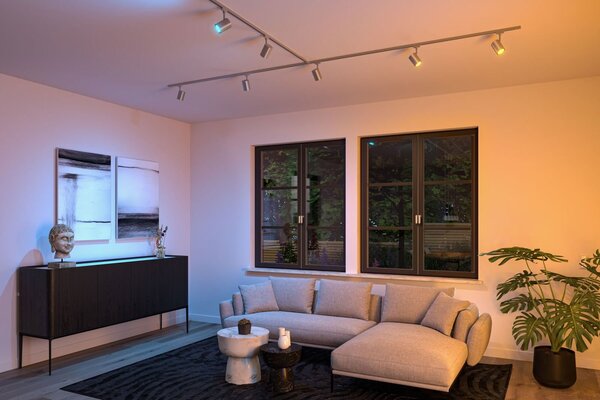 P 95662 URail LED lištový spot Smart Home Zigbee 3.0 Luxe GU10 4,8W RGBW+ stmívatelné 230V matný chrom - PAULMANN