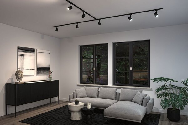 P 95664 URail LED lištový spot Smart Home Zigbee 3.0 Luxe GU10 4,8W RGBW+ stmívatelné 230V černá mat - PAULMANN