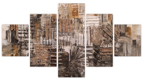 Obraz - Abstrakce v hnědých tónech (125x70 cm)