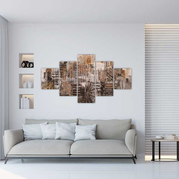Obraz - Abstrakce v hnědých tónech (125x70 cm)