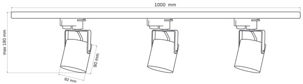Bodové svítidlo do lištového systému MINOR 3xGU10/10W/230V + 1 m lištový systém