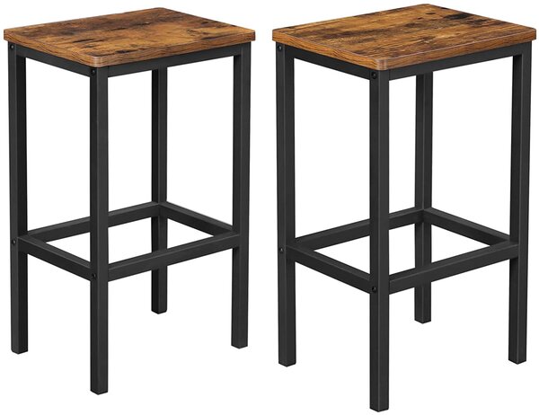 VASAGLE 2 barové stoličky hnědé černé 40 x 65 x 30 cm