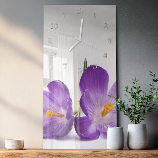 Skleněné hodiny vertikální Květ zsppb-30x60-00079042