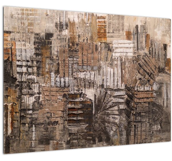 Skleněný obraz - Abstrakce v hnědých tónech (70x50 cm)