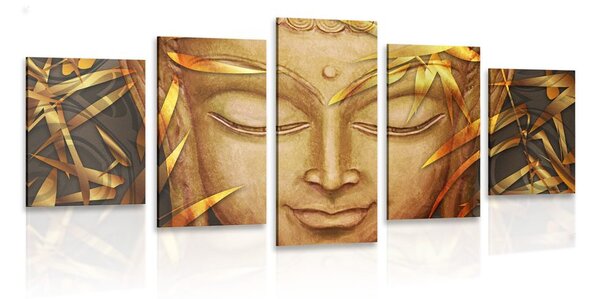 5-dílný obraz usmívající se Buddha
