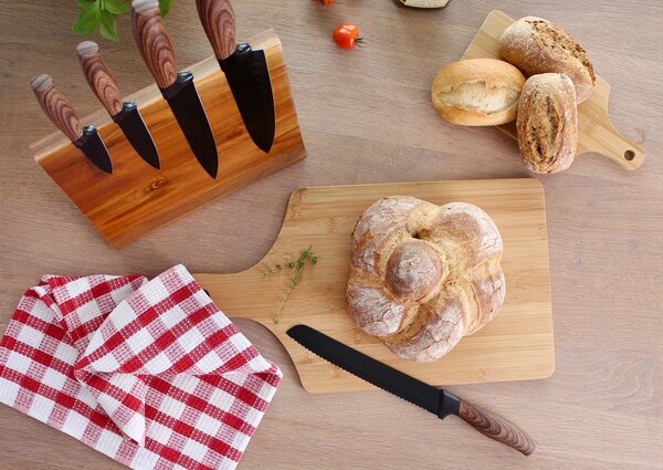 Provence Dřevěné krájecí prkénko s rukojetí bambus 35cm
