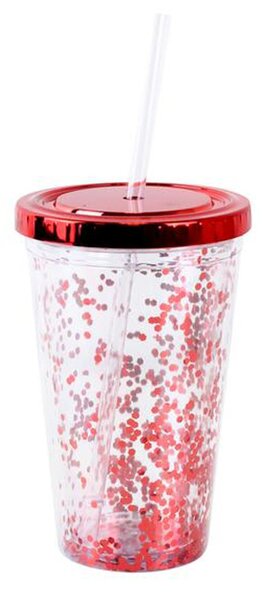 Dvouplášťový plastový kelímek s brčkem TORO konfety 500ml