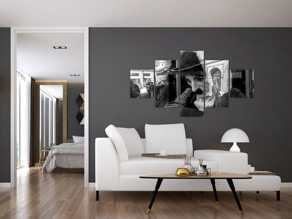 Obraz - Charles Chaplin v Praze (125x70 cm)
