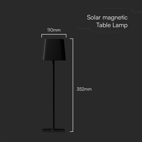 LED Solární magnetická stolní lampa LED/5W/5V 3000-6000K 3600 mAh IP65 černá