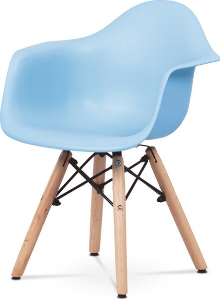 Autronic Dětská židle, světle modrá plastová skořepina, nohy masiv buk, přírodní odstín CT-999 BLUE