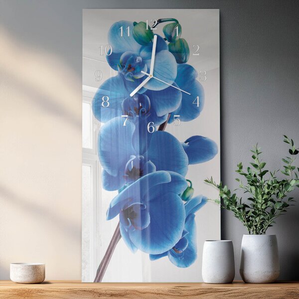 Skleněné hodiny vertikální Orchidej zsppb-30x60-00079998