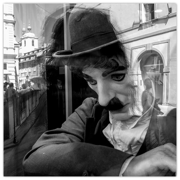 Obraz - Charles Chaplin v Praze (30x30 cm)
