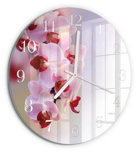 Skleněné hodiny na stěnu Orchidej zsob-fi30-00081742