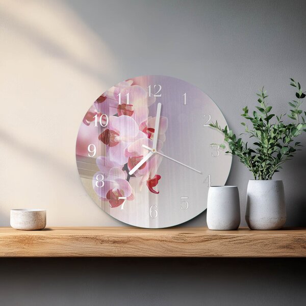Skleněné hodiny na stěnu Orchidej zsob-fi30-00081742