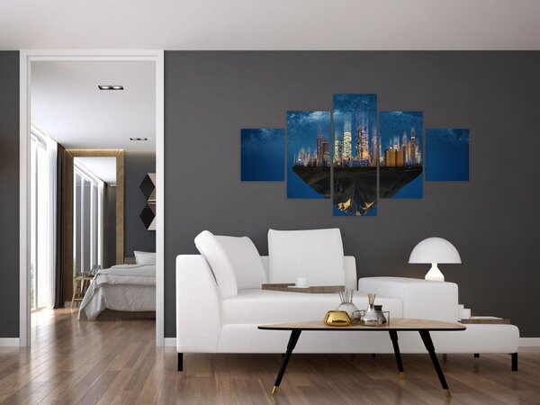 Obraz - Velkoměsto plující prostorem (125x70 cm)