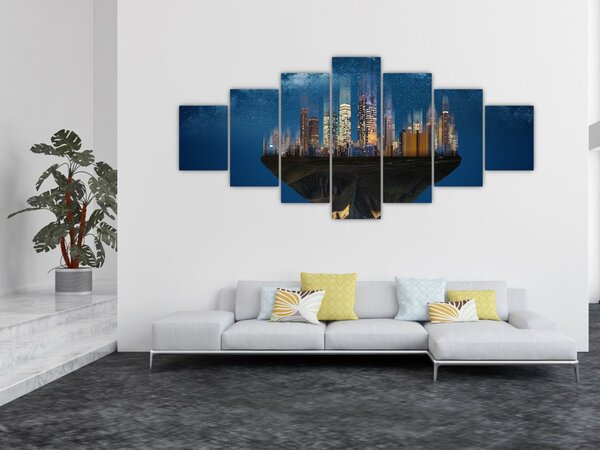 Obraz - Velkoměsto plující prostorem (210x100 cm)