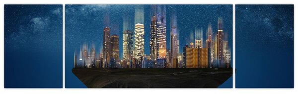 Obraz - Velkoměsto plující prostorem (170x50 cm)