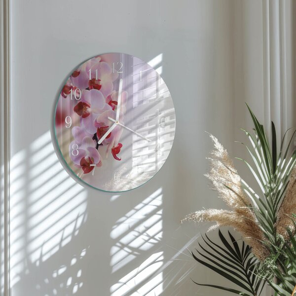 Skleněné hodiny na stěnu Orchidej zsob-fi30-00081742