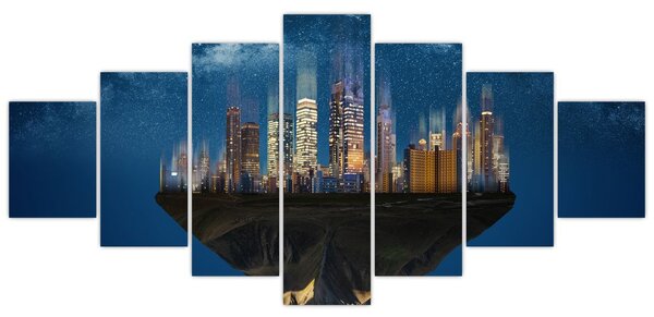 Obraz - Velkoměsto plující prostorem (210x100 cm)