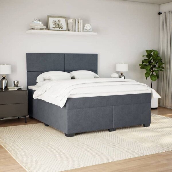Box spring postel s matrací tmavě šedá 180x200 cm samet 3290973