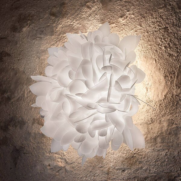 Slamp Veli Foliage Medium nástěnné světlo, Ø 54 cm, stmívatelný, Bílá / opál, Obývací pokoj / jídelna, Plast, Design