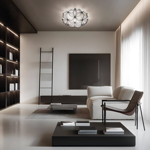 Slamp Stropní světlo C'EST LA VIE, černé, Ø 47 cm, 2 žárovky, E27, stmívatelný, Černá, Obývací pokoj / jídelna, Plast, Design
