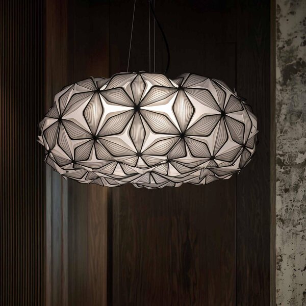 Slamp Závěsné světlo C'EST LA VIE, černé/kabel černý, Ø 70 cm, stmívatelný, Černá, Obývací pokoj / jídelna, Plast, Design