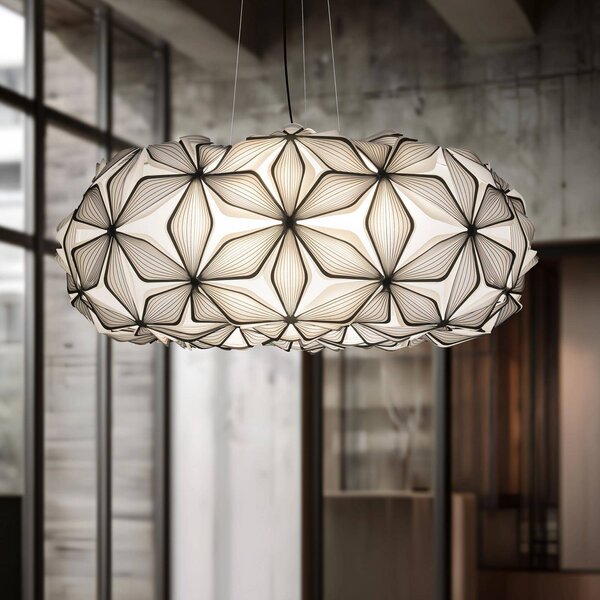 Slamp Závěsné světlo C'EST LA VIE, černé/kabel černý, Ø 70 cm, stmívatelný, Černá, Obývací pokoj / jídelna, Plast, Design