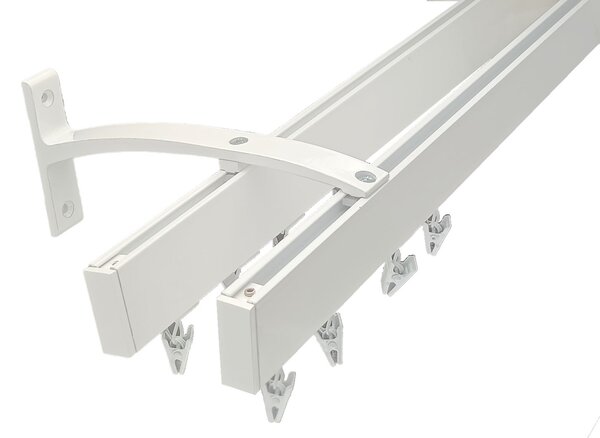 Kovovégarnýže.cz Garnýže Square line elegance plug bílá lesklá Varianta jednořadá nebo dvouřadá: Jednořadá, Délka: 201-250cm, Uchycení látky: jezdec+šnekový háček