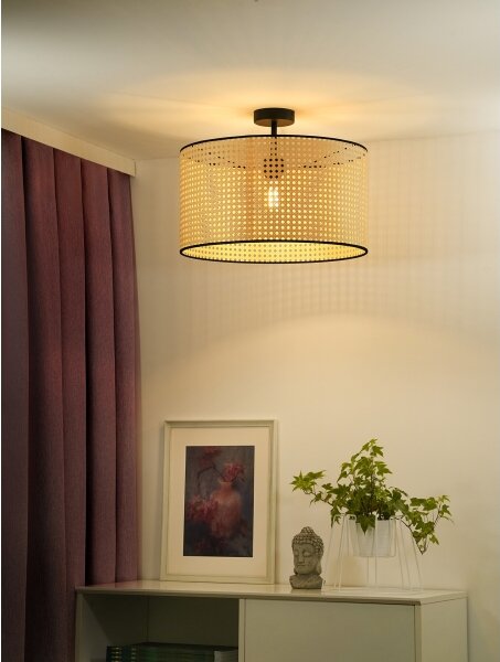 Duolla - Přisazený lustr ROLLER RATTAN 1xE27/15W/230V pr. 45 cm béžová/černá