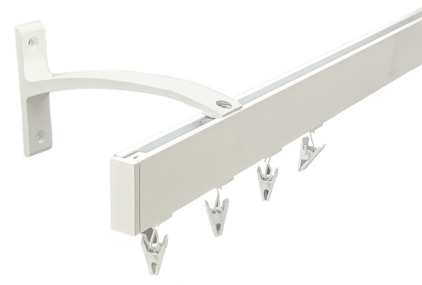 Kovovégarnýže.cz Garnýže Square line elegance plug bílá lesklá Varianta jednořadá nebo dvouřadá: Jednořadá, Délka: 201-250cm, Uchycení látky: jezdec+šnekový háček